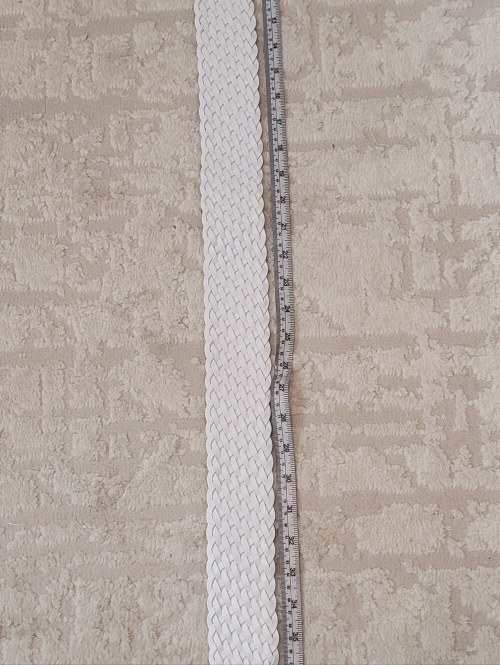 Michael Kors White Braided Leather Belt with Silver Hardware Medium - Picture 5 of 7